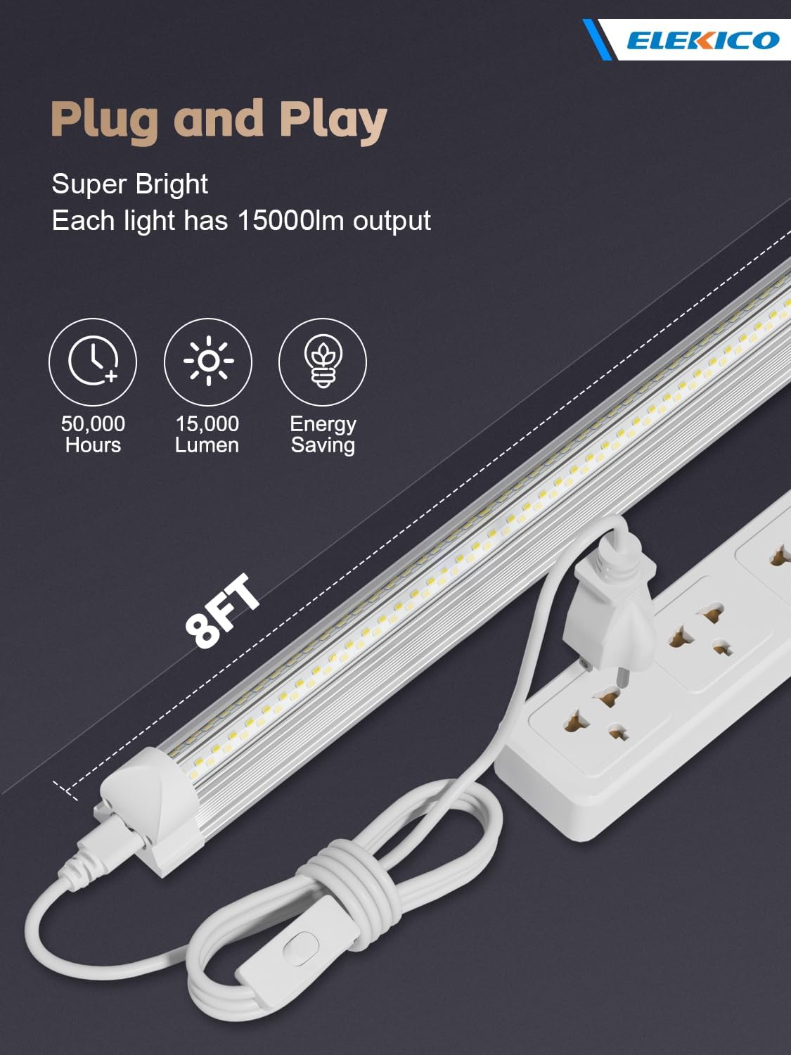 12 Pack Super Bright 100w 8ft Led Shop Light, 15000lm 5000k V Shape 8' Led Shop Lights 8ft, Linkable 96" 8 Foot Shop Lights for Garage Workshop Shop Warehouse Lighting