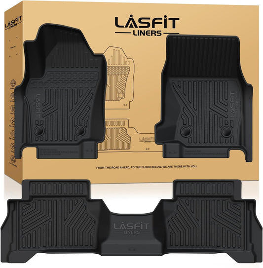 LASFIT Floor Mats for Toyota Tacoma 2024 2025 Double Cab (Only Fit Manual) All Weather Floor Liner for Tacoma TPE Custom Fit Car Mats Front&Rear 2 Row Mats,Black(Not fit Xtra Cab&Hybrid&Auto Trans)