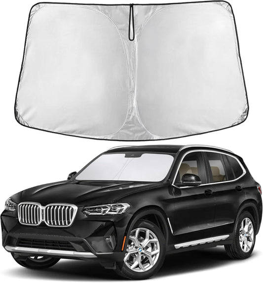 BMW X3 EcoNour Car Windshield Sunshade 2018-2025 - 240T Polyester Material Cars Sun Visor Reflector Blocks UV Rays - Foldable Sunshade Interior Protection Accessories