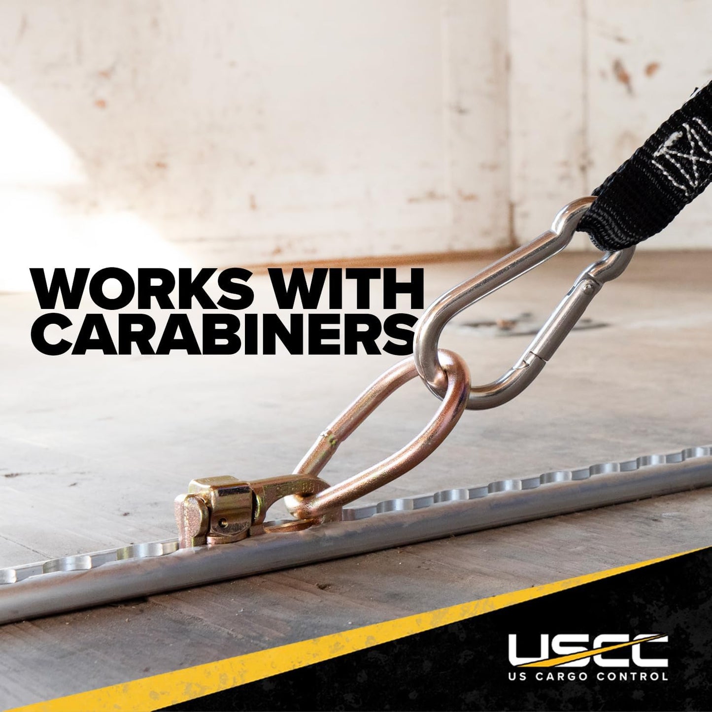 US Cargo Control Double Stud L Track Fitting with Pear Link (10 Pack) 5,000 Pounds Break Strength, Use with L Track Rails in Truck Bed or Trailer, Automatic Locking with Spring Release