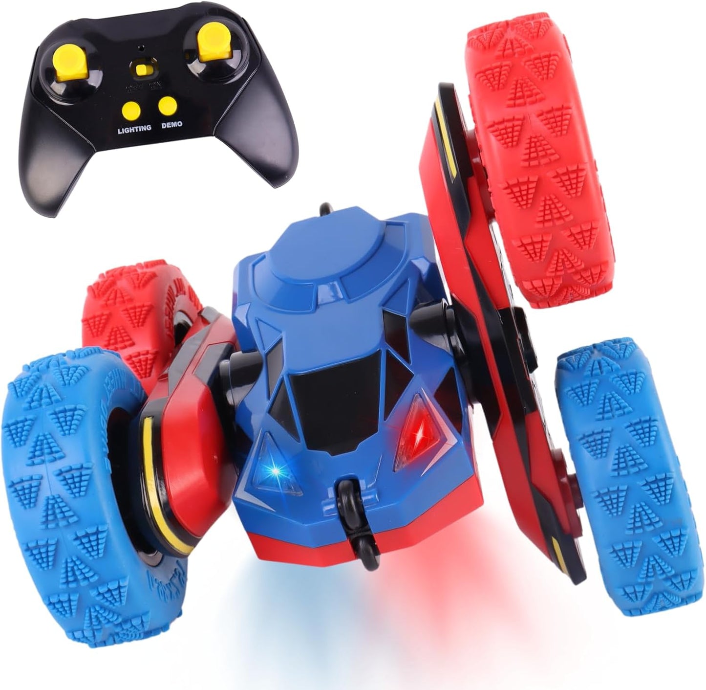 RC Stunt Car Remote Control Cars with Lights Double-Sided Driving Indoor Outdoor Toys Gifts for Boys and Girls Ages 4 5 6 8 7 8 9 11 12 Blue & Red