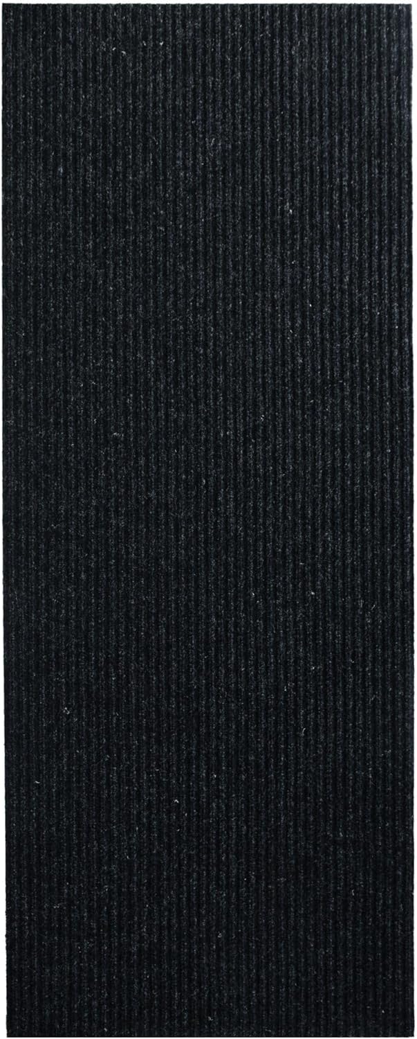 iCustomRug Spartan Weather Warrior Indoor/Outdoor Utility Ribbed Carpet Runner with Non-Slip Thermoplastic Rubber Backing, 3ft X 22ft in Black