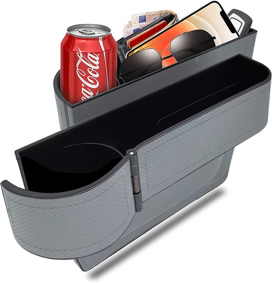 Car seat gap filler organizer, 2 Pack multifunctional car seat organizer, car console side storage box can Holders phone, sunglasses, car keys, change(Gray)