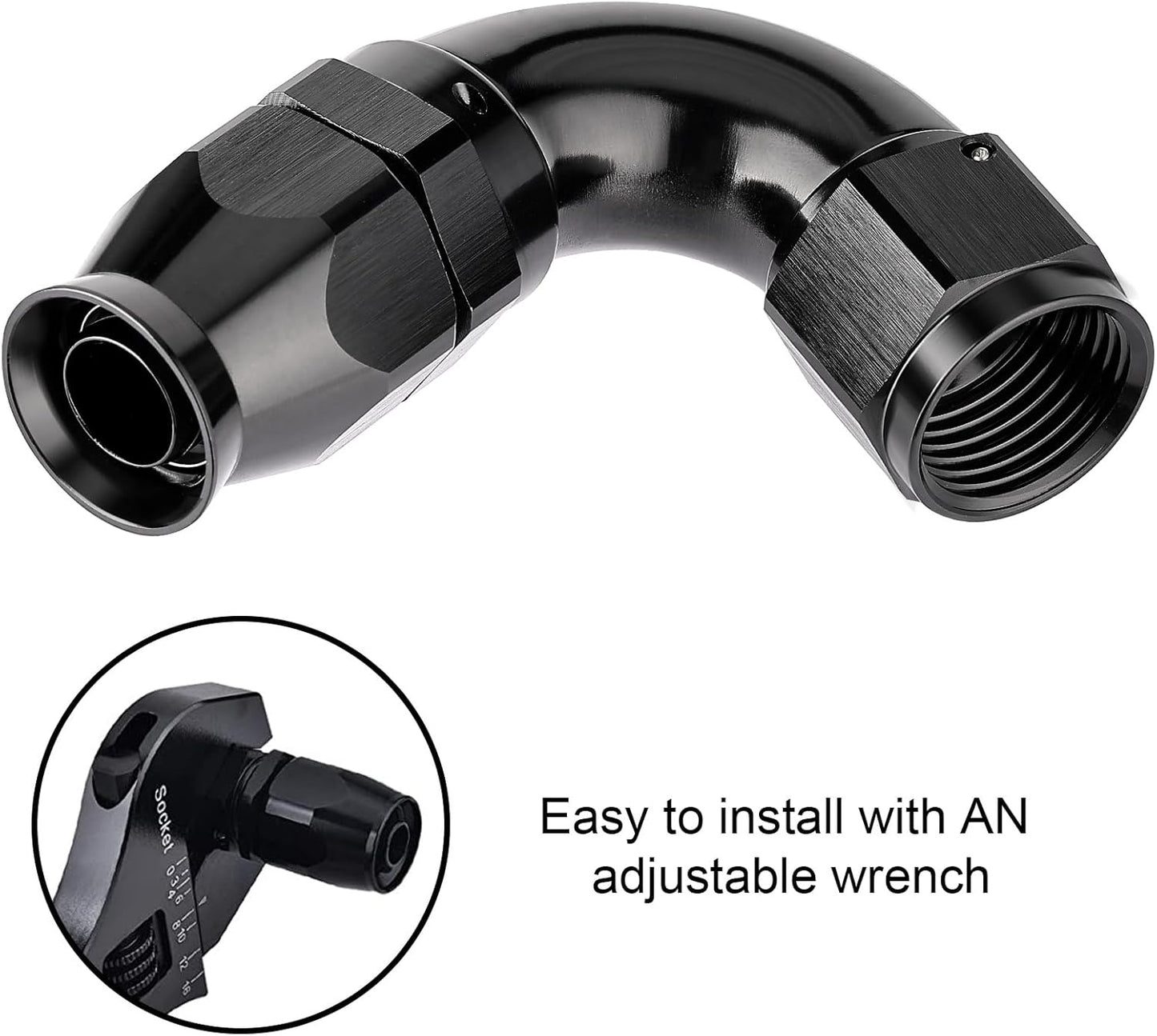 EVIL ENERGY 12AN 120 Degree PTFE One Piece Full Flow End Hose Fitting Aluminum Black