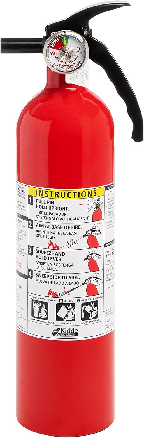 Kidde Auto Fire Extinguisher for Car & Truck, 10-B:C, 4 Lbs., Dry Chemical ExtinguisheR & Fire Extinguisher for Home, 1-A:10-B:C, Dry Chemical Extinguisher, Red, Mounting Bracket