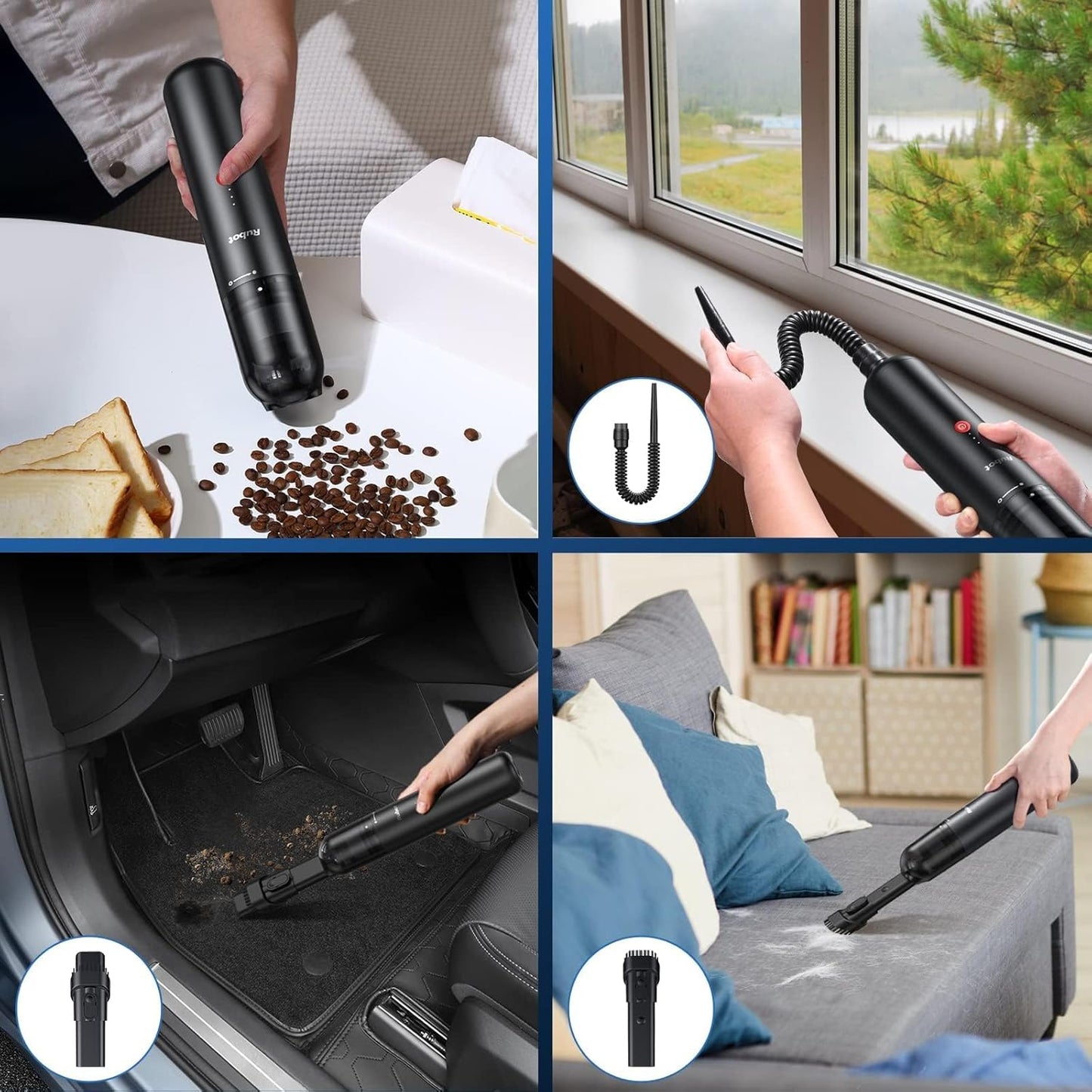 RUBOT Handheld Vacuum Cleaner, 16000PA Powerful Suction Car Vacuum Protable Cordless，Keyboard Cleaner Mini Cordless Vacuum for Car Home and Office