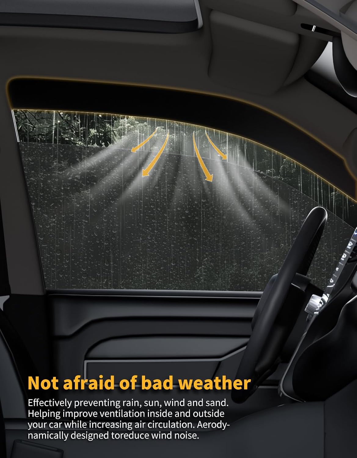 Tape-On Window Rain Guards Fit for Toyota RAV4 2019 2020 2021 2022 2023 2024 2025 Extra Durable Window Visors Window Deflectors Vent Visors Vent Shades Car Accessories-4 pcs 2-Q02