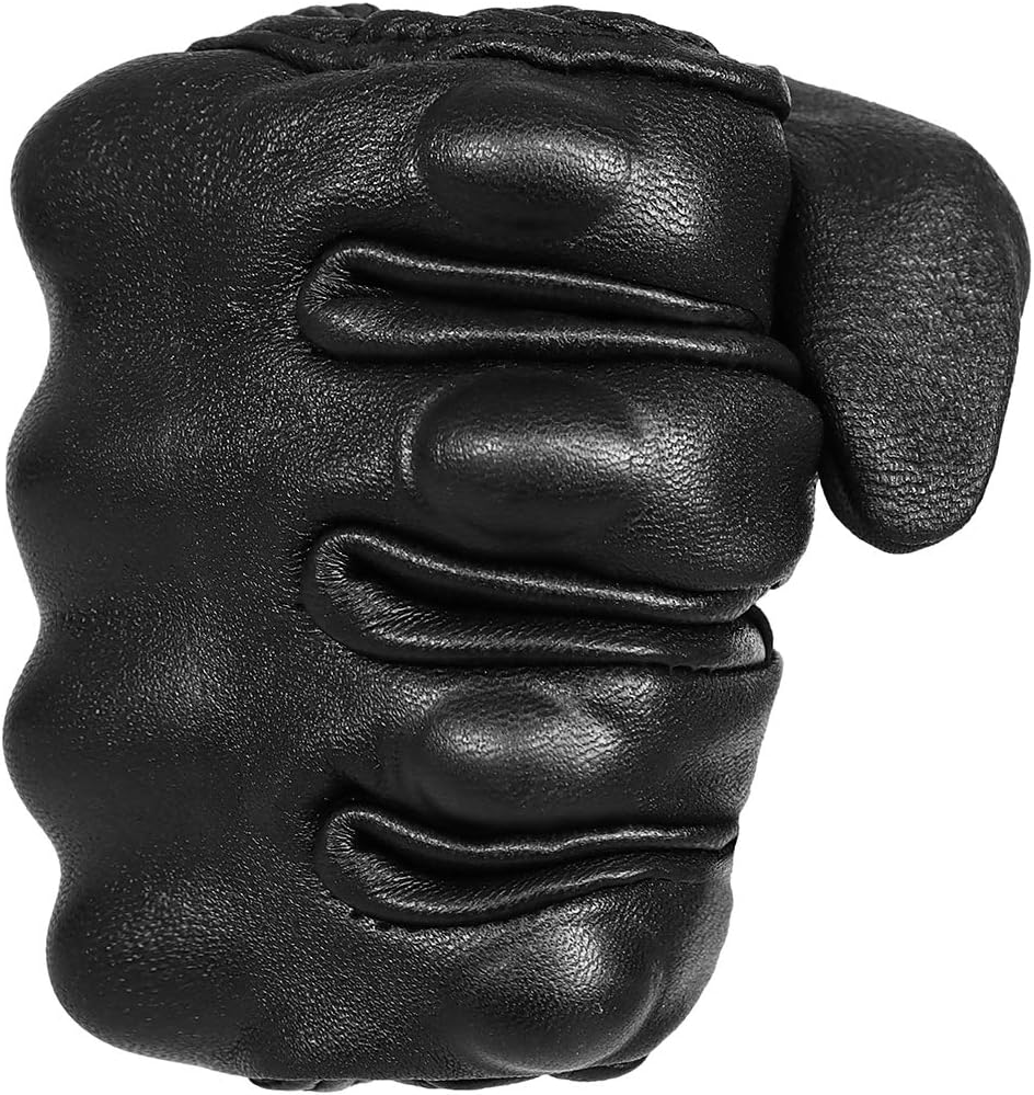 Superbike Full Finger Goat Skin Leather Touchscreen Motorcycle Gloves Non-Perforated, M