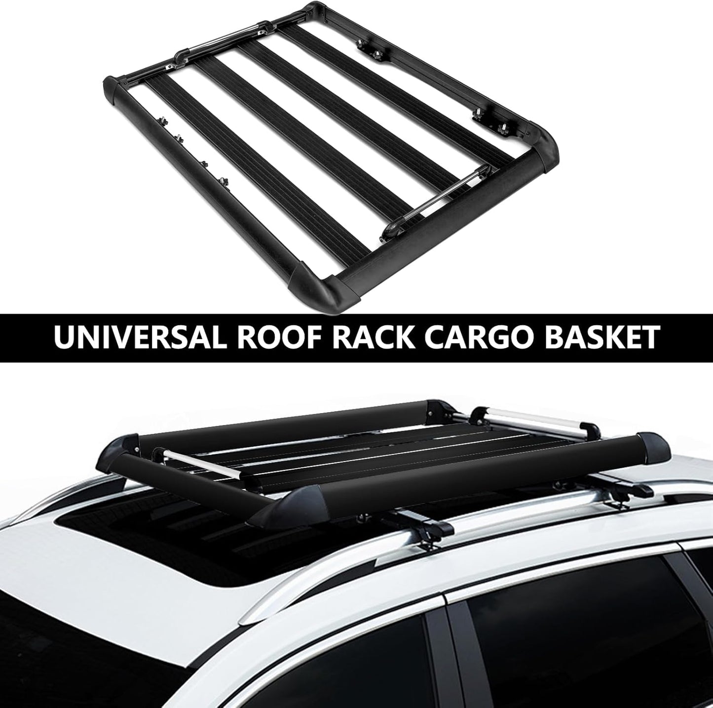 AUTOXBERT 50" x37.8" x3.54" Universal Aluminum Roof Rack Rooftop Cargo Carrier Luggage Basket 330LBS Heavy Duty Car Top Luggage Holder or Cars SUVs and Trucks