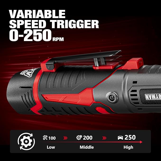 Alloyman 3/8" Cordless Ratchet Wrench Set, 60FT-LBS(80N.m) Electric Ratchet, 12V Extended Power Socket Wrench Set with Variable Speed, 6 Sockets, LED Light, 1/4" Adapter,1/2" Adapter,2 Batteries