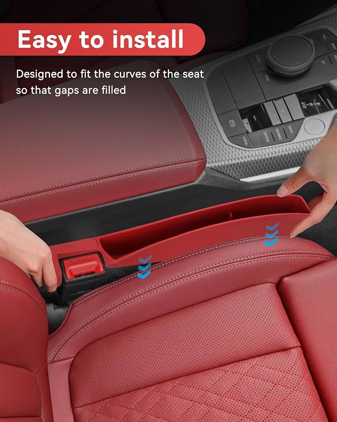 Car Seat Gap Filler, Seat Gap Organizer with Phone Holder, Car Seat Accessories, Car Organizer Fit SUV Truck-2PCS Red