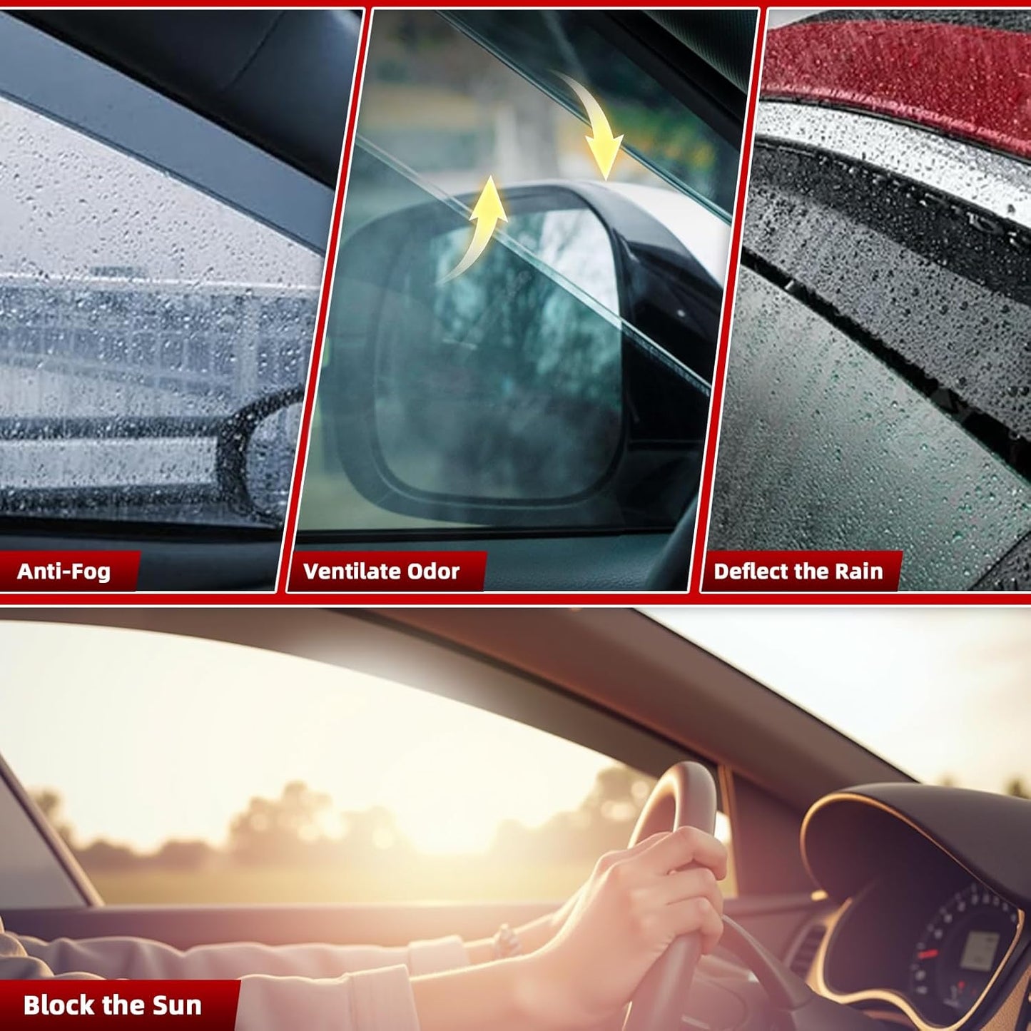 in Channel Rain Guards Fits for Honda Civic 2016-2021 Sedan 4-Door, Durable Window Visors Wind Deflector Vent Shade Shields, 2017 2018 2019 2020 2021-4PCS