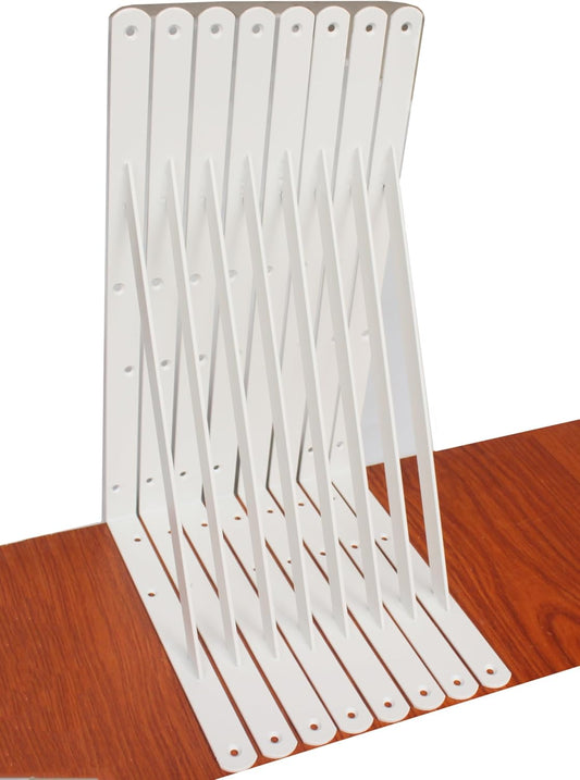 8 Pack L16 x H 10" White Heavy Duty Shelf Brackets with Screws Metal Shelf Brackets Shelf Support Angle Brackets for Shelves L Brackets Heavy Duty Floating Shelf