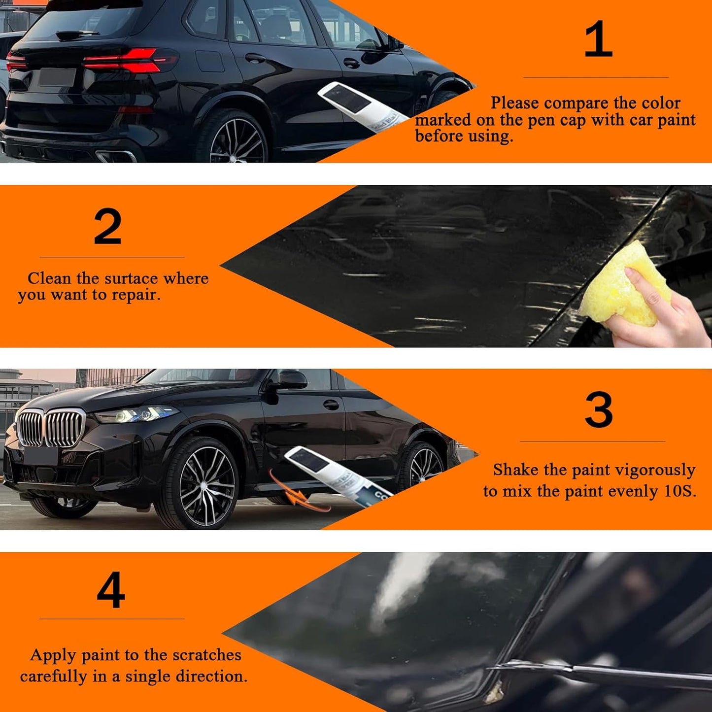 Black Sapphire Metallic(475) Touch Up Paint for BMW, Car Paint Pen Scratch Repair Two-In-One Touch Up Paint, Premium Car Scratch Remover for Deep Scratches
