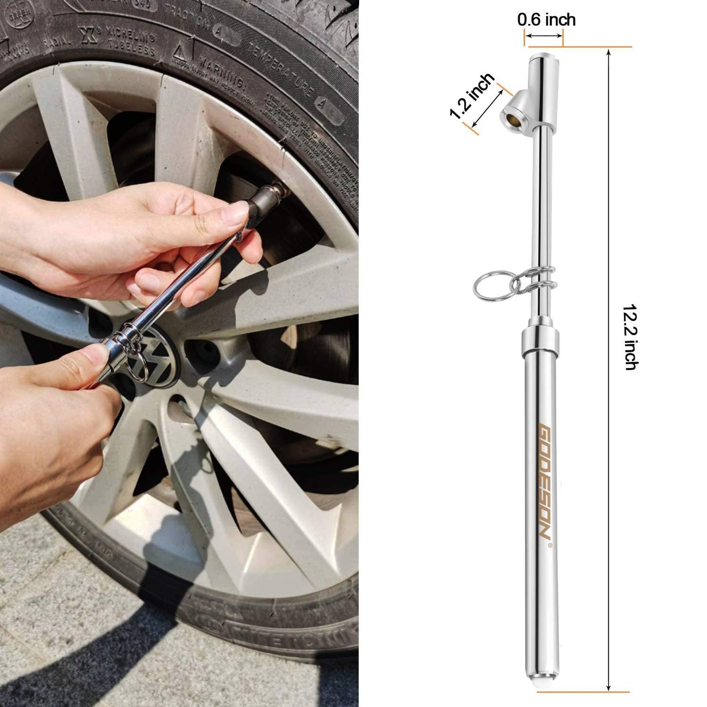 GODESON Dual Head Tire Pressure Gauge,Heavy Duty Pen Tire Gauge Range 10-150PSI; 1-10Bar,Dual Head Truck Air Pressure Gauge (Pack of 12)…