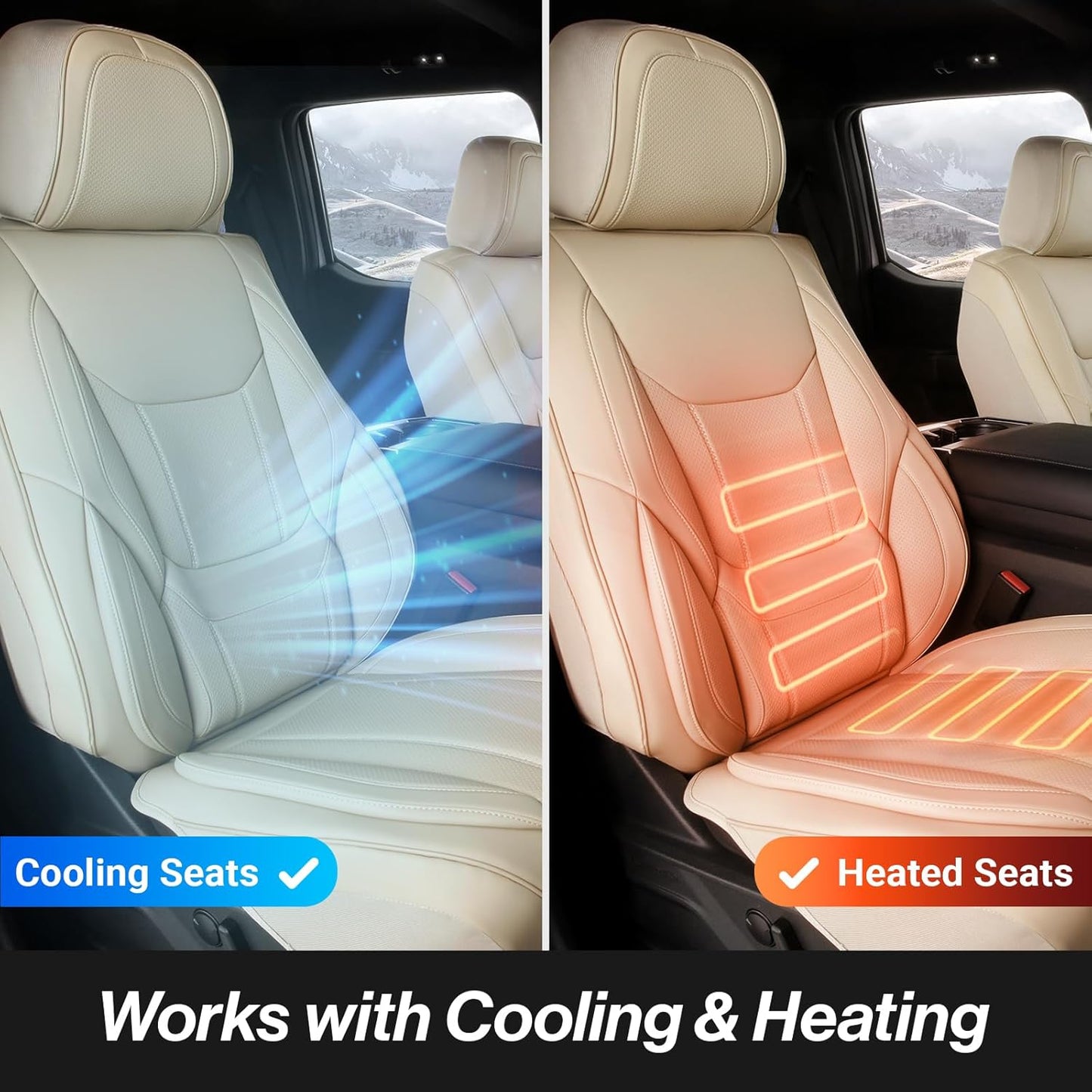 Coverland Custom Car Seat Covers Compatible with 2007-2013 Tundra CrewMax - Premium Leather Non-Slip Memory Foam Waterproof Cover Interior Protector Full Set-Beige [See Size Chart-Size X135]