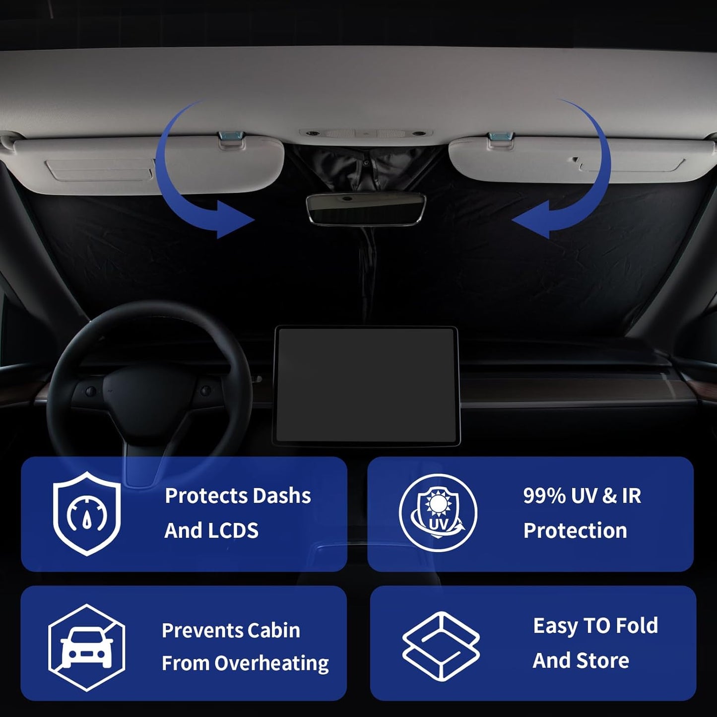 for Mercedes Benz GLA 250 2015-2020 Windshield Sun Shade, Foldable Sunshade for Front Windows Cover Sun Blocker Protect Car from Sun Rays Custom Fit 2025-2016 Mercedes Benz GLC 300 Car Accessories