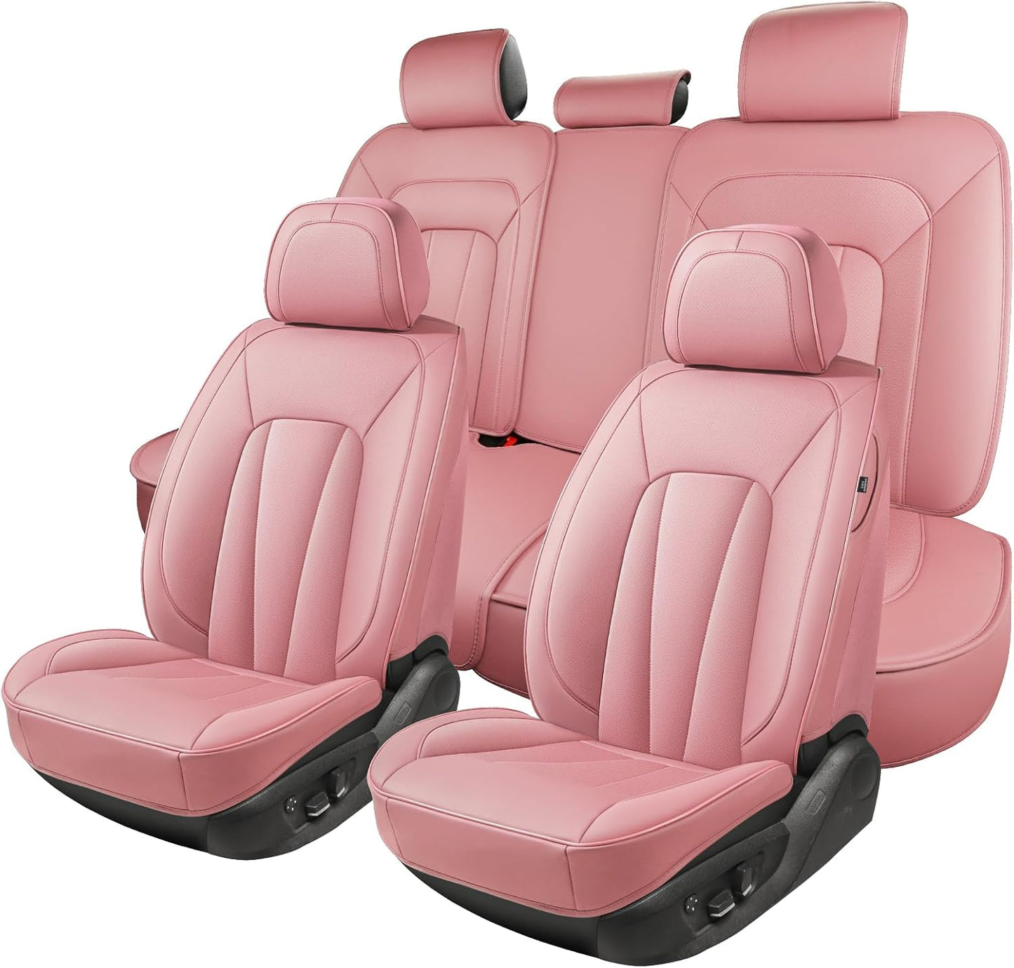 Pink Car Seat Covers,5 Seats Universal Seat Covers for Cars,Luxury Leather Comfortable Automotive Car Seat Protector Universal Fit for Most Cars SUV Sedans
