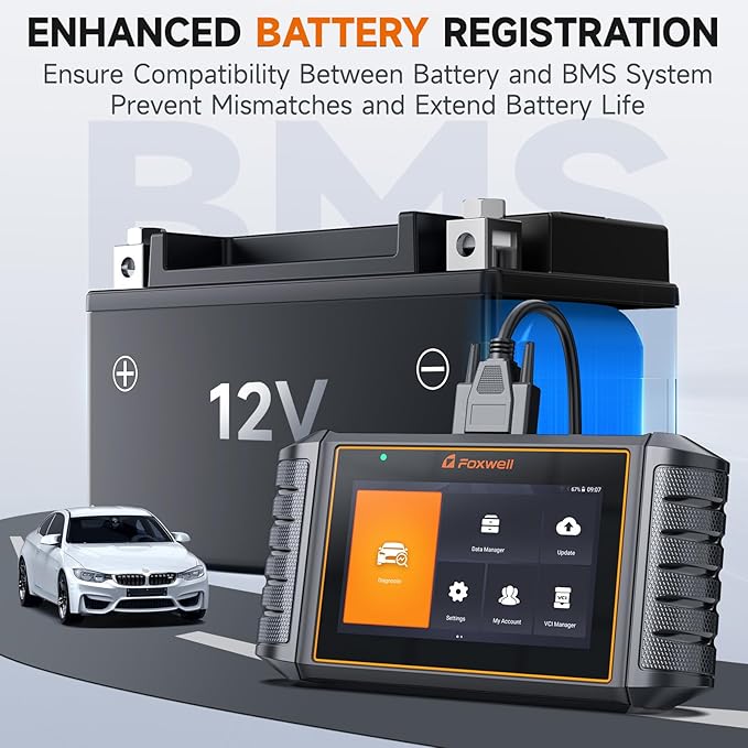 FOXWELL NT710 Scan Tool fit for BMW, Full-System Diagnostic Tool with Bi-Directional Control, All Reset Services, Battery Registration & ECU Coding fit for BMW/Mini/RR, Lifetime Free Update