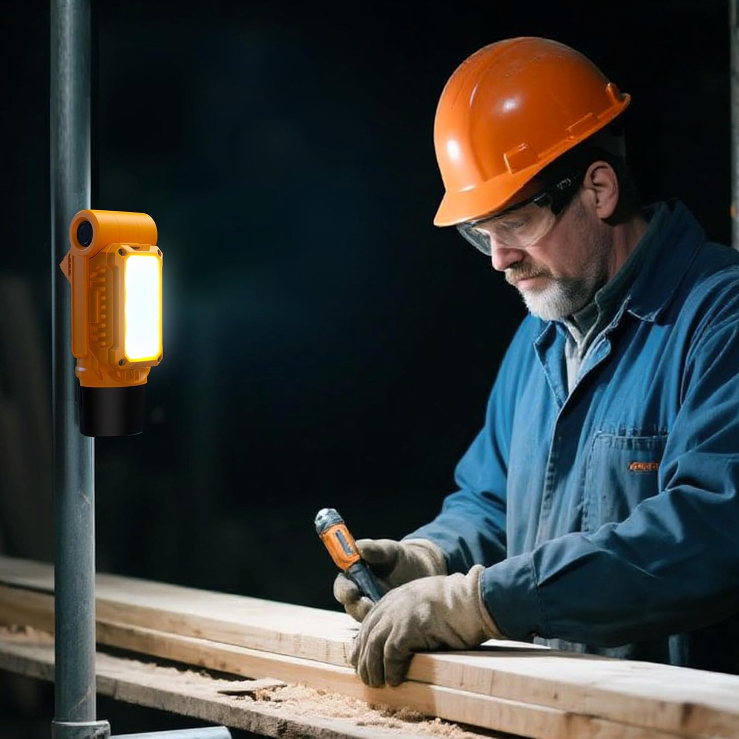 VTEK Rechargeable LED Work Light with Magnetic Base & Hanging Hook Mechanic Portable Working Light for Car Repairing,Home Using,Barbecue,Outdoors (Yellow)