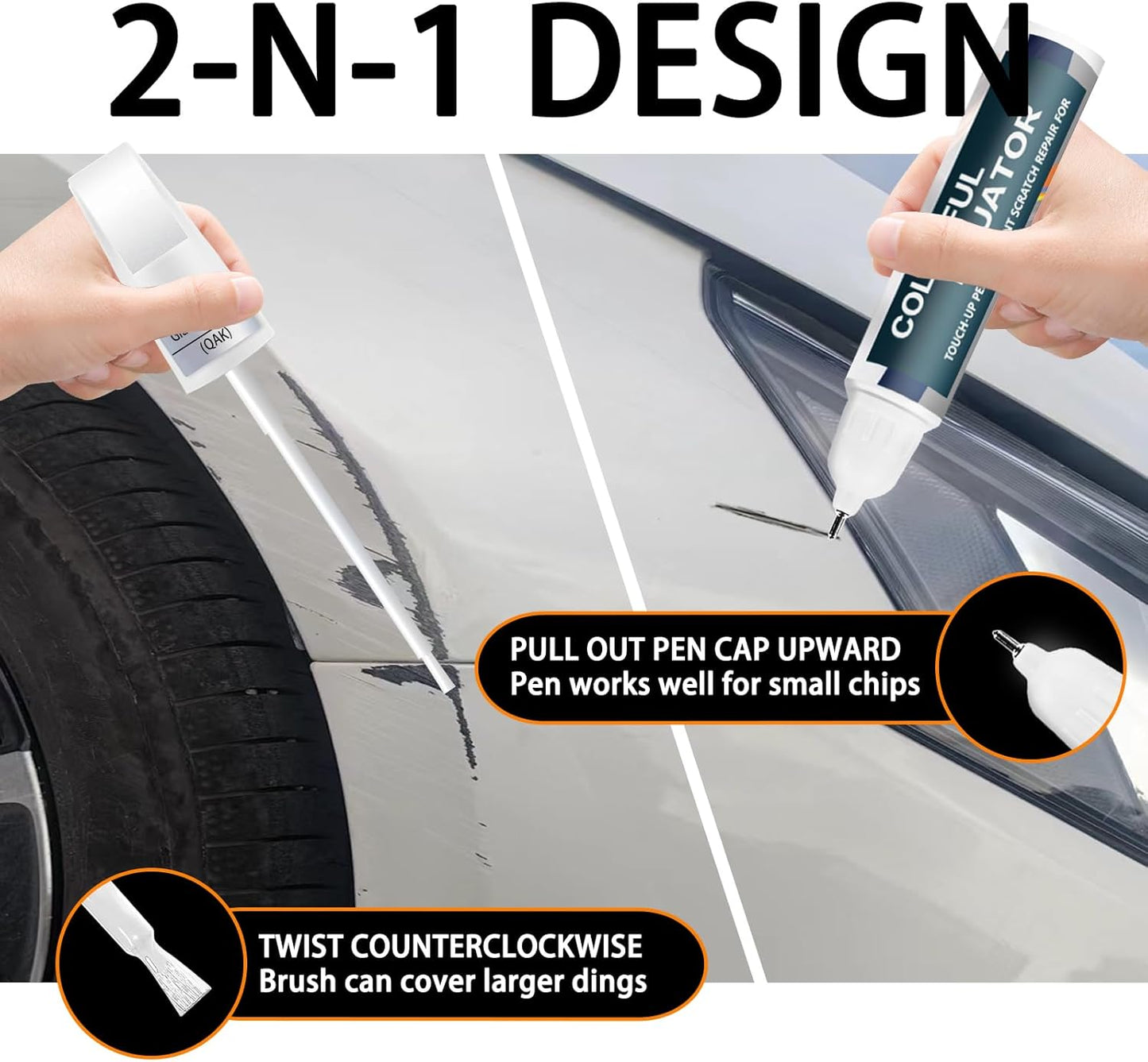 QAK Glacier White Touch Up Paint for Nissan, Car Paint Pen Scratch Repair Two-In-One Touch Up Paint, Premium Car Scratch Remover for Deep Scratches