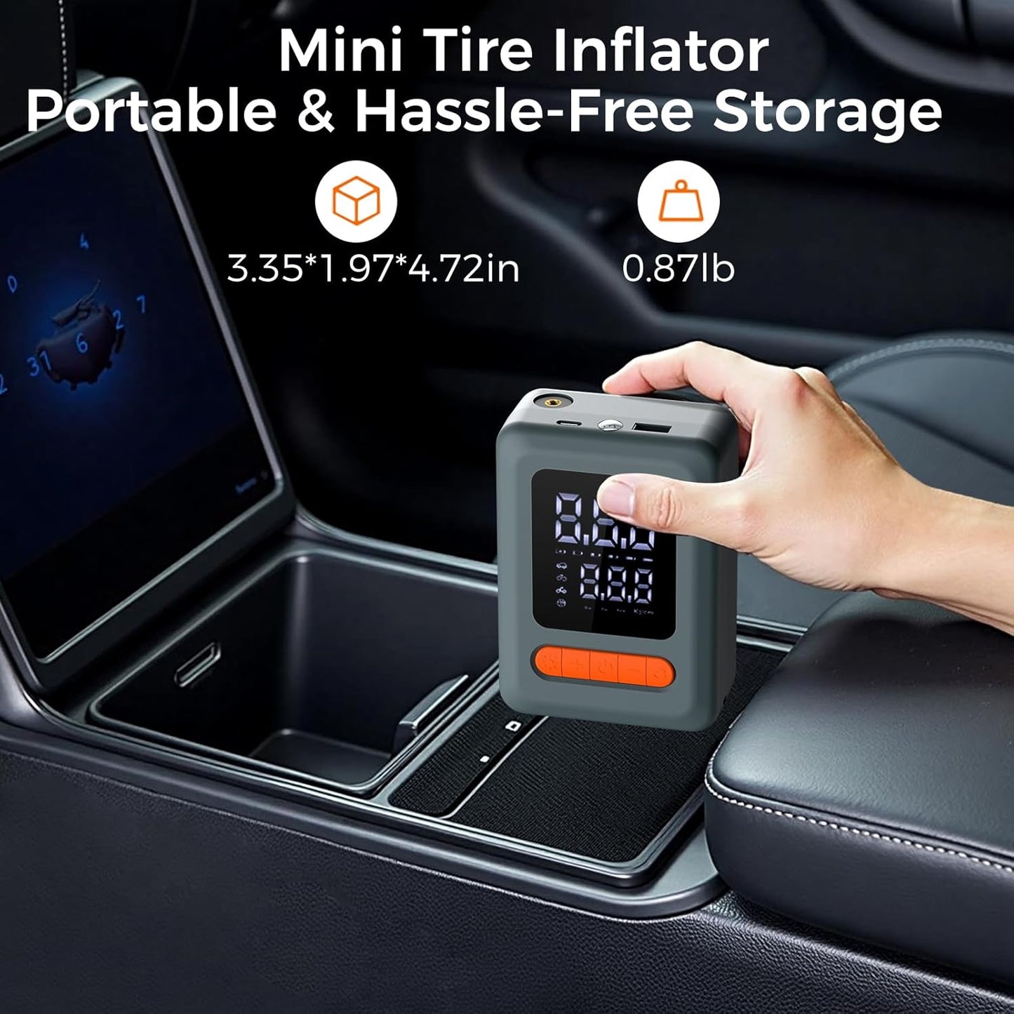 Tire Inflator Portable Air Compressor, Cordless Air Pump with LED Light & Pressure Gauge for Auto, Motorcycles, Bikes, Balls, Emergency Phone Charger