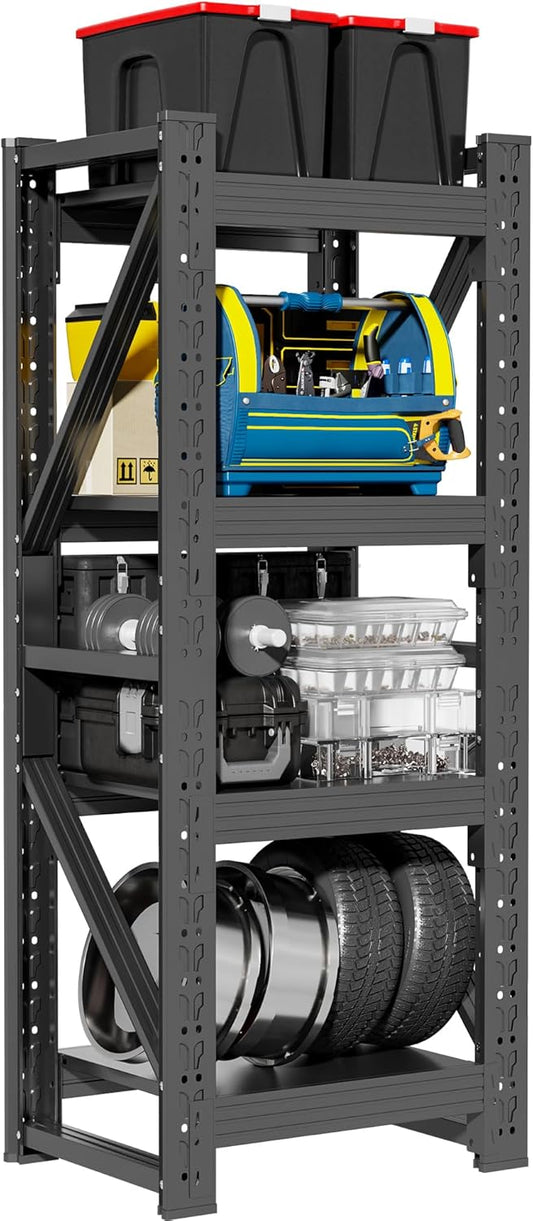4-Tier Storage Shelves,79" H Heavy-Duty Garage Shelving Unit,Adjustable Industrial Metal Shelf System,3,200lbs Capacity,Tool Organizer for Garage,Workshop,32" W*20" D*79" H,Black