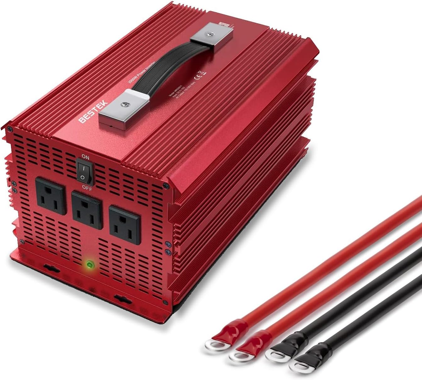 BESTEK 2000W Power Inverter 3 AC Outlets DC 12V to 110V AC Car Power Converter for Camping Outdoor Power Supply ETL Listed