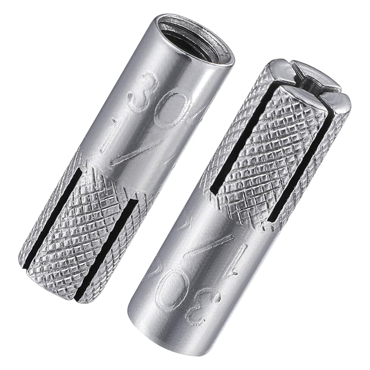 Wensilon(100 pcs) 1/4"-20 Premium Stainless Steel Drop in Anchors Assortment, Knurled Drop-in-Anchor for Solid Concrete, Internal Forced Expansion Screw Bolts