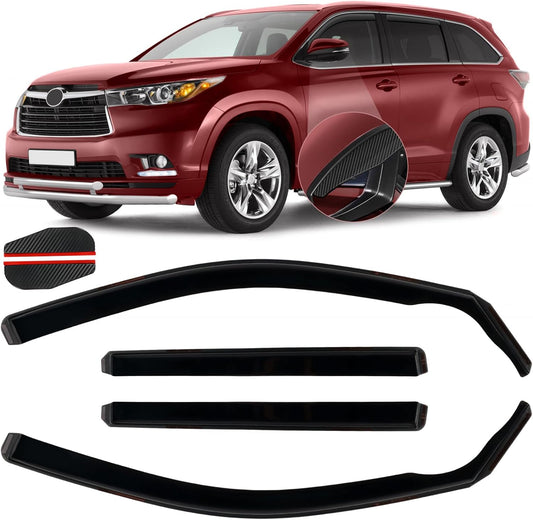 in Channel Window Visors Rain Guards Fit for Toyota Highlander 2014 2015 2016 2017 2018 2019, Durable Wind Deflectors Vent Shades Shield for 14-19 Highlander-4PCS