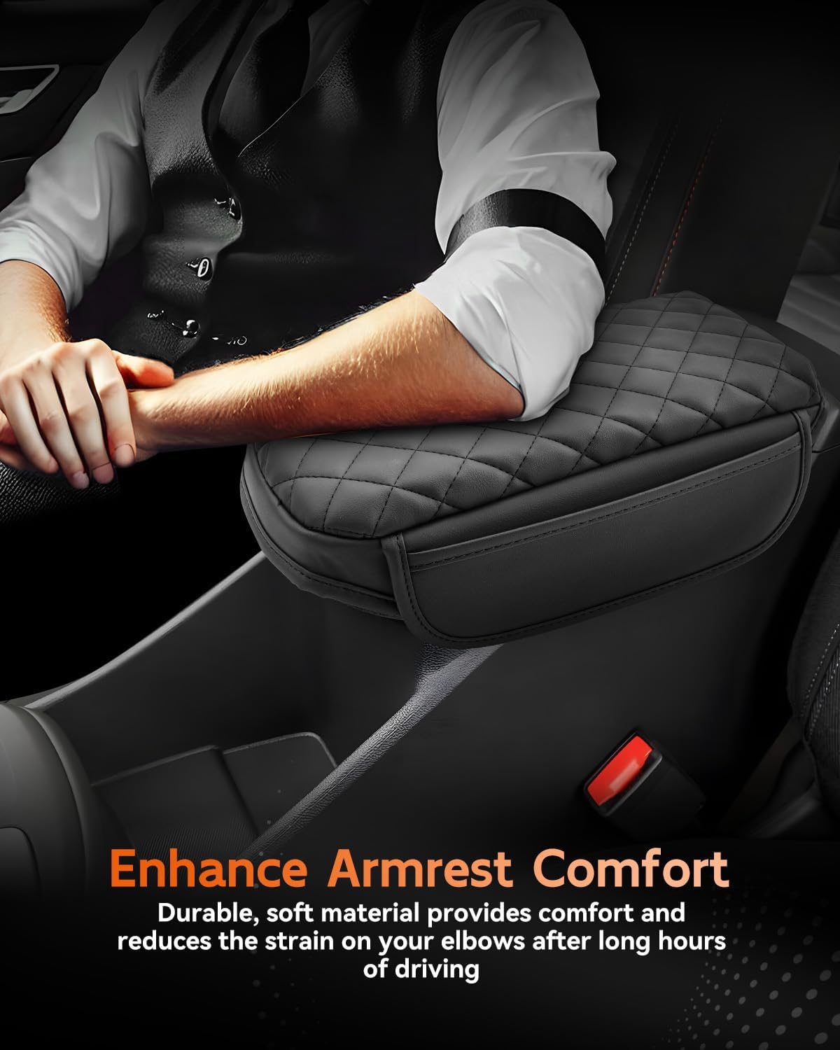 CDEFG for Chevrolet Trax 2024-2025 Center Console Cover Armrest Box Cover for Chevy Trax (LS, 1RS, LT, 2RS, ACTIV) Accessories Arm Rest Protector Leather Checkered Padded Side Pocket