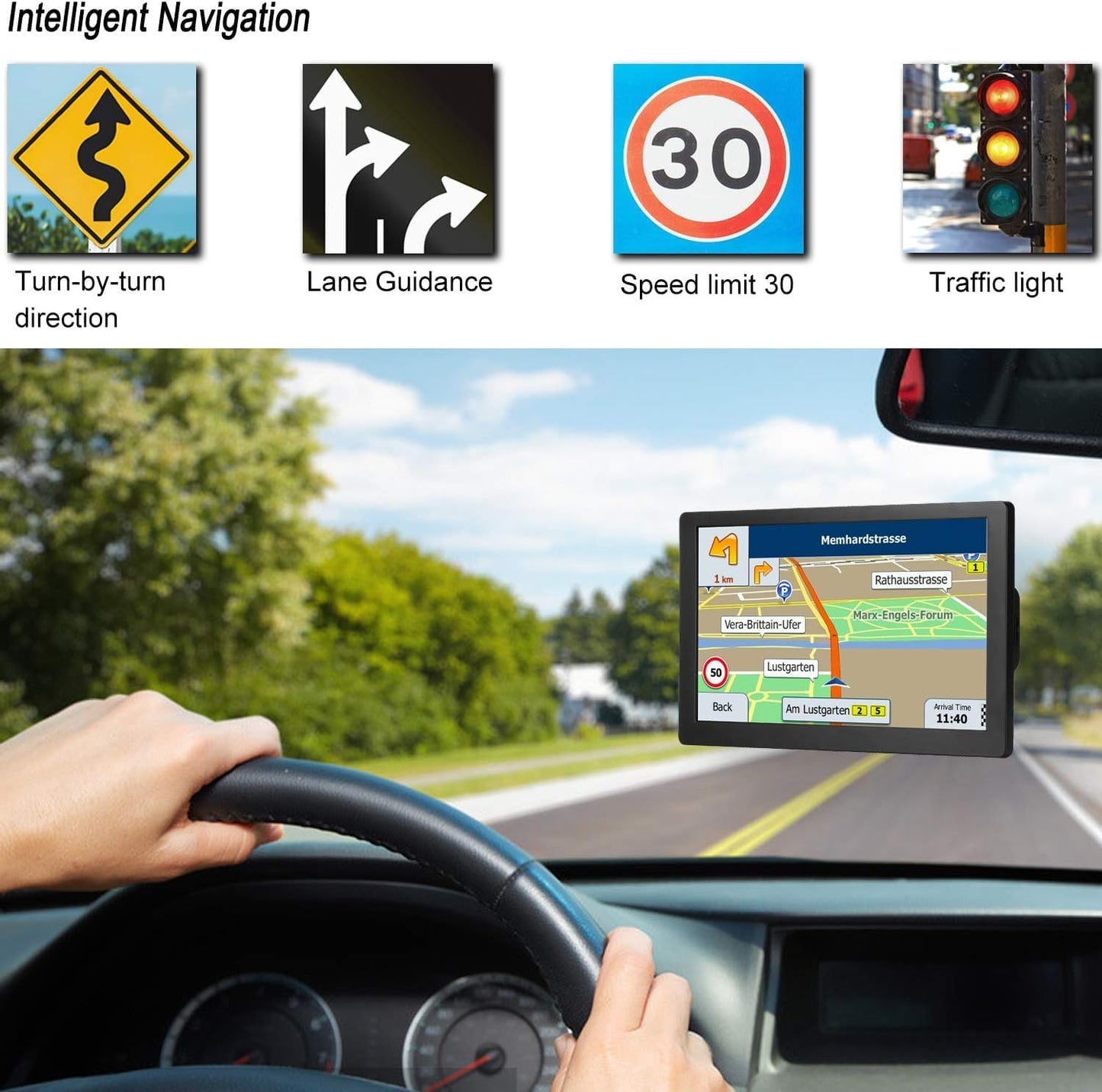 Truck GPS Commercial Drivers 2025, Trucker Car GPS Navigator, 9 inch Navigation System with Lifetime Map Updates, Voice Assistant, Speed Limit Warnings