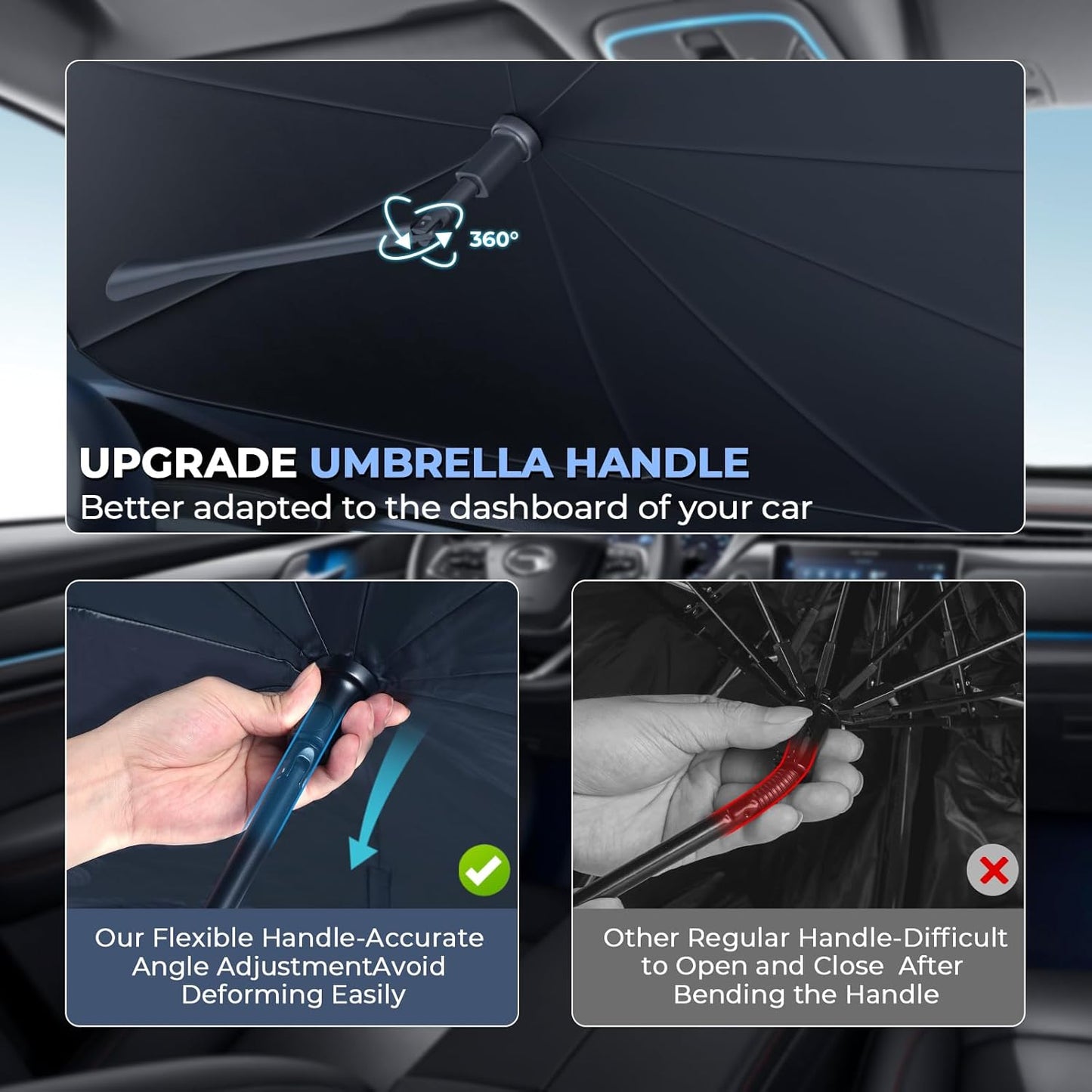 Windshield Sun Shade Umbrella for 2014-2019 Toyota Corolla Accessories: Custom Fit 240T Silver, Double Thickened, Foldable Sunshade Window Sun Visor, Ultimate 99% UV Blocking for L/LE/S/SE/XLE/XSE