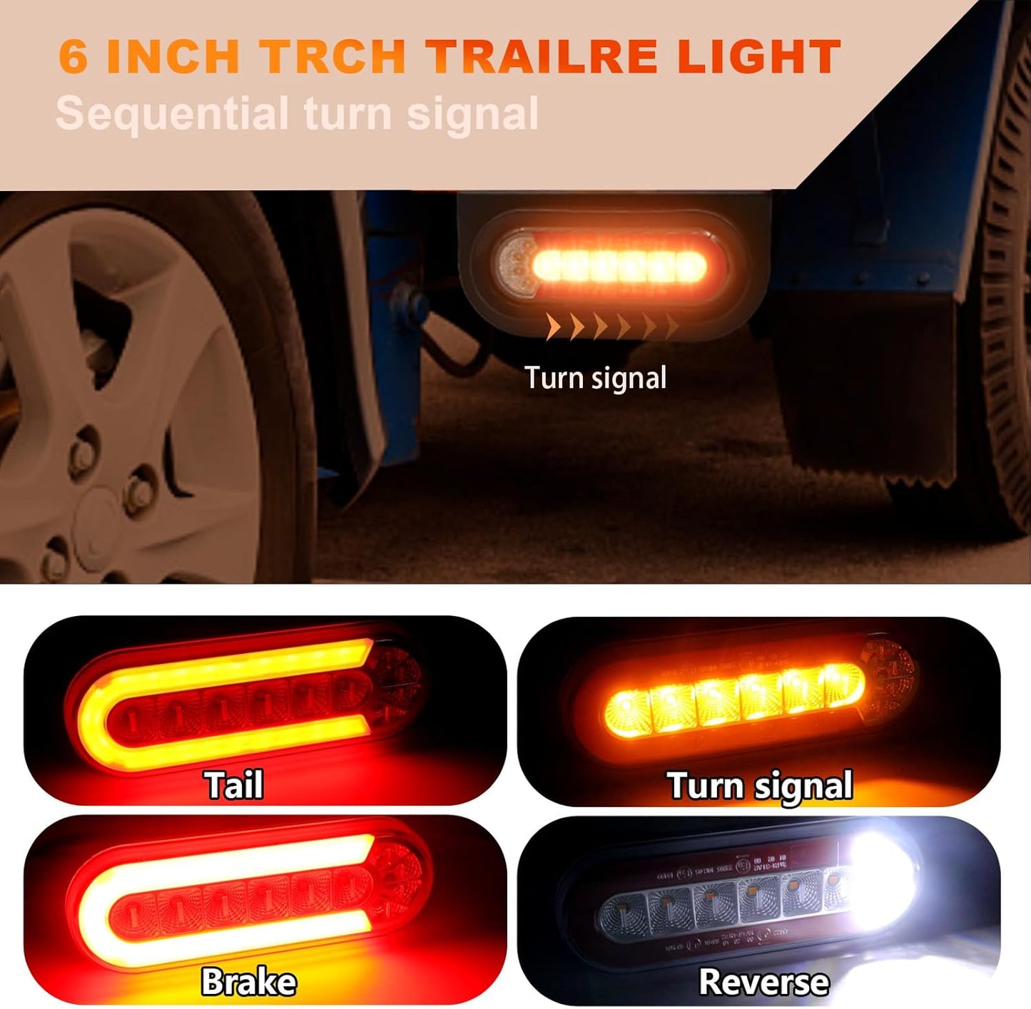 Agrieyes Trailer Lights with Bracket, Oval LED Trailer Lights with Sequential Turn Signal, Tail, Brake, Reverse, Submersible Boat Trailer Light kit for Trucks, Tractor, Utility Trailer, RV, Caravan