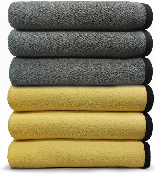 VPD Microfiber Coral Fleece Towels - Dark Yellow, Ultimate Car Drying Towels, Extra Large, Super Absorbent, Lint and Scratch Free, Perfect for Car Wax Polishing (6, 15.75" by 23.5")
