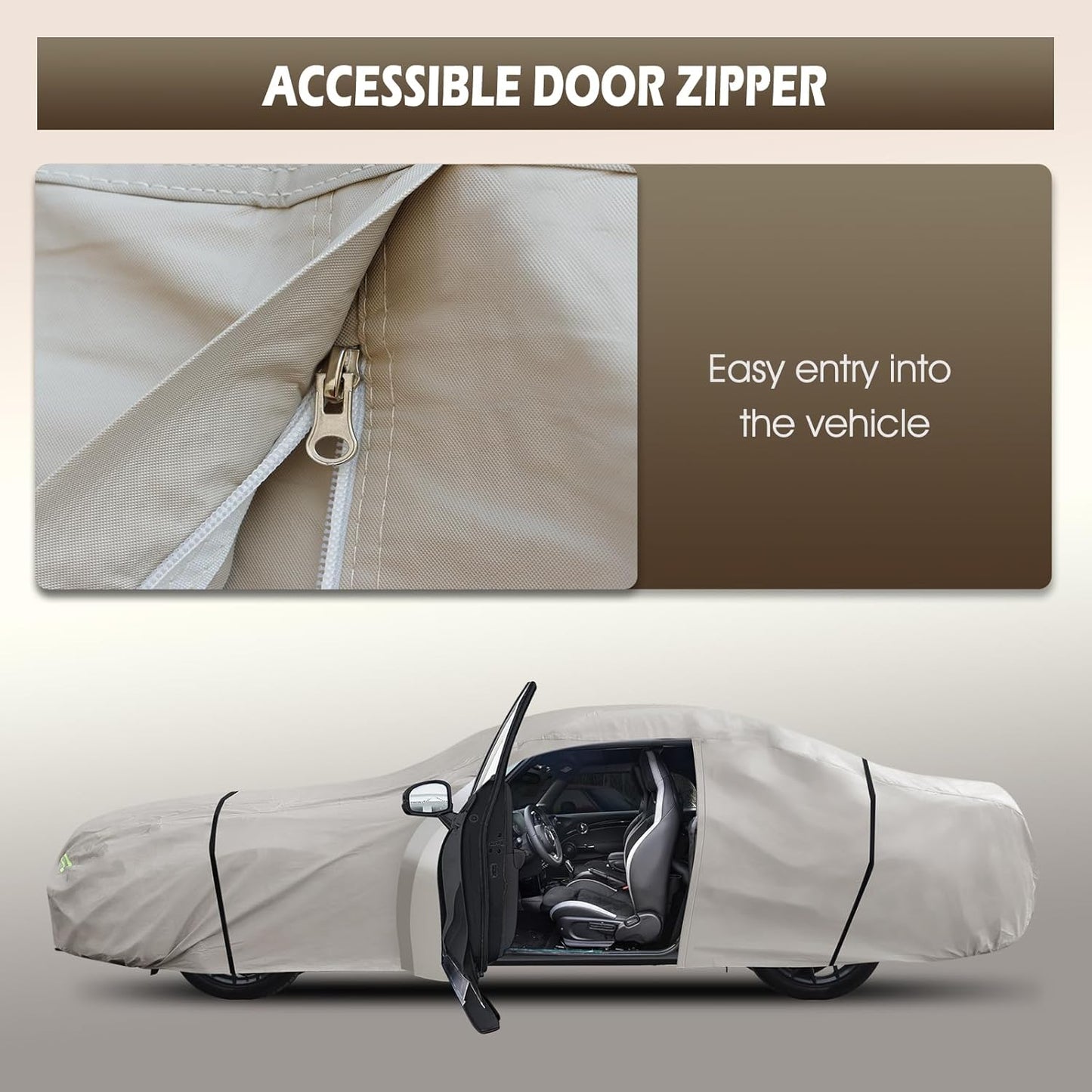 Migaven 6 Layers Car Cover Custom Fit for Ford Mustang 1994-2025, for Chevy Camaro 2010-2025, Waterproof Full Exterior Cover Rain Sun Protection with Door Zipper