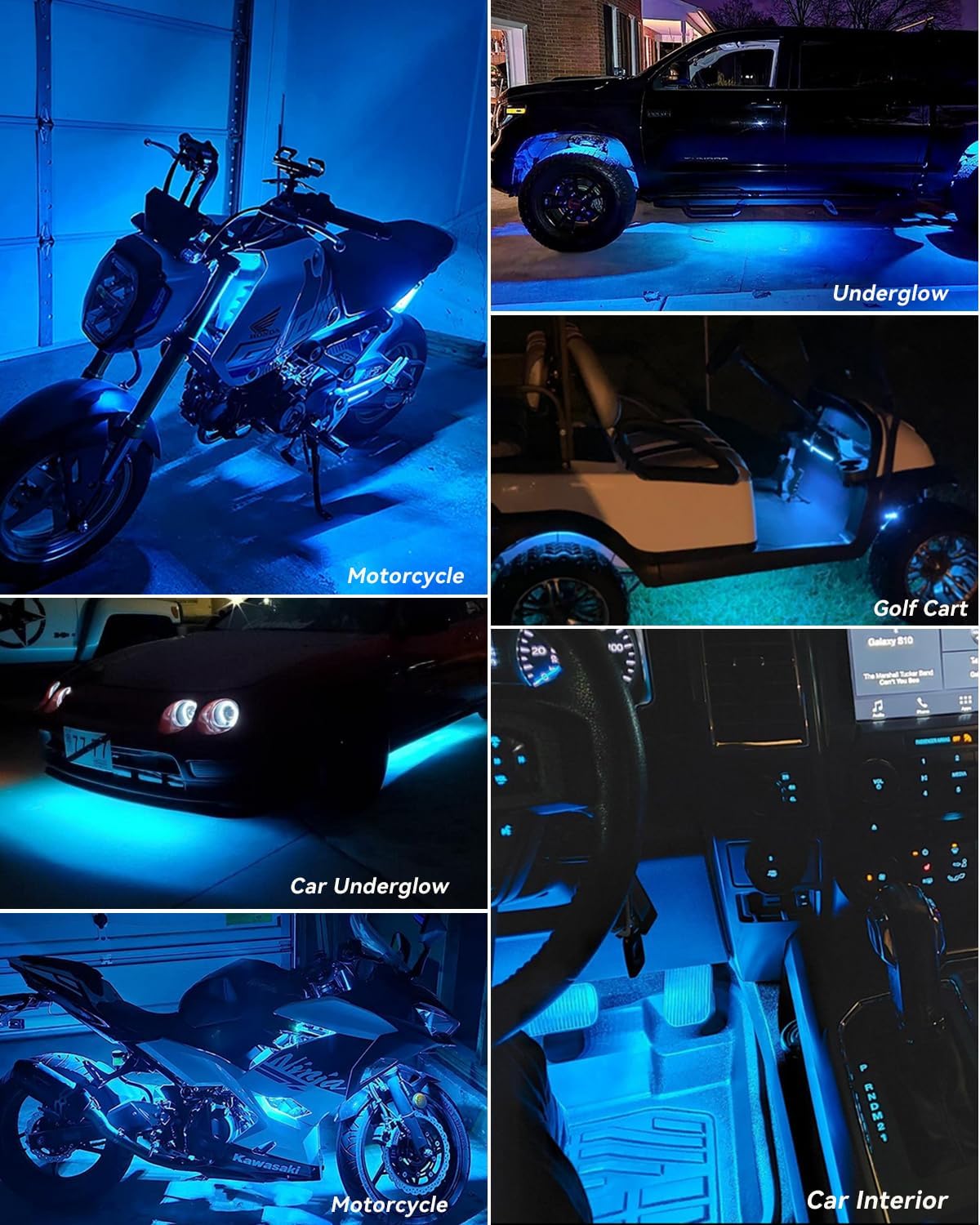 12V Led Light Strip 32CM Waterproof Ice Blue Led Strip Lights for Cars Motorcycles Golf Cart Interior & Exterior Marine Boat 5050 18SMD,Pack of 4