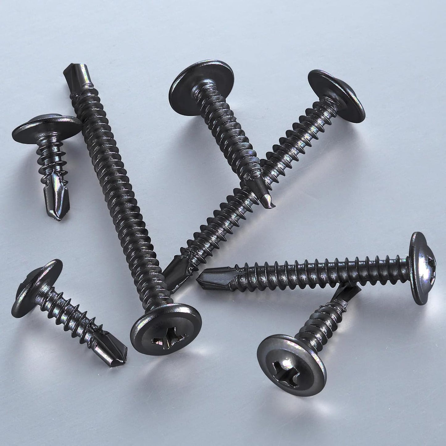 (350Pcs)#8×5/8” for Sheet Metal Self-Tapping Screws 410 Black Stainless Steel Truss Head High-Strength Quick Tapping
