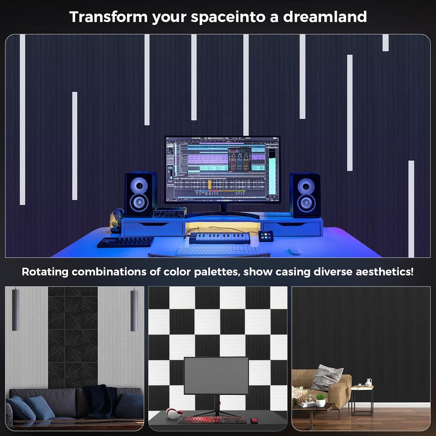 6 Pack Large Fold Soundproof Wall Panels, 24 x 12 x 0.47 in Sound Proof Foam Panels for Walls, 1.2lb/ft³ High Density, Thicker 0.47in, Acoustic Panels, Sound Dampening Panels White