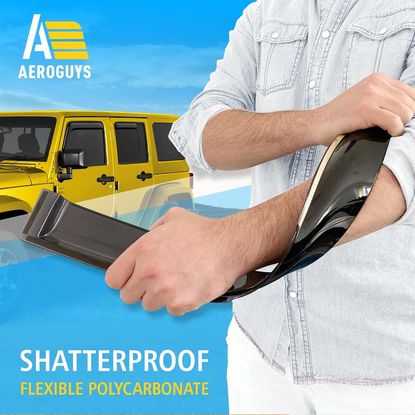 Extra Durable Window Deflectors in-Channel Window Visors Rain Guards Fit for Jeep Wrangler JK 2007-2018, Sun Visors, Wind Vent for Shades, Exterior Car Accessories - 4pcs. AG0263