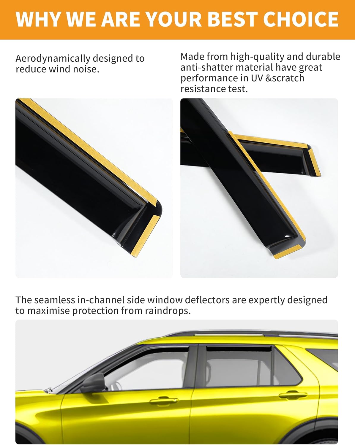 in-Channel Window Rain Guards Fit for 2023 2024 2025 Honda CR-V CRV C-RV Extra Durable Window Deflectors Vent Visors Shades Exterior Car Accessories- 4 pcs