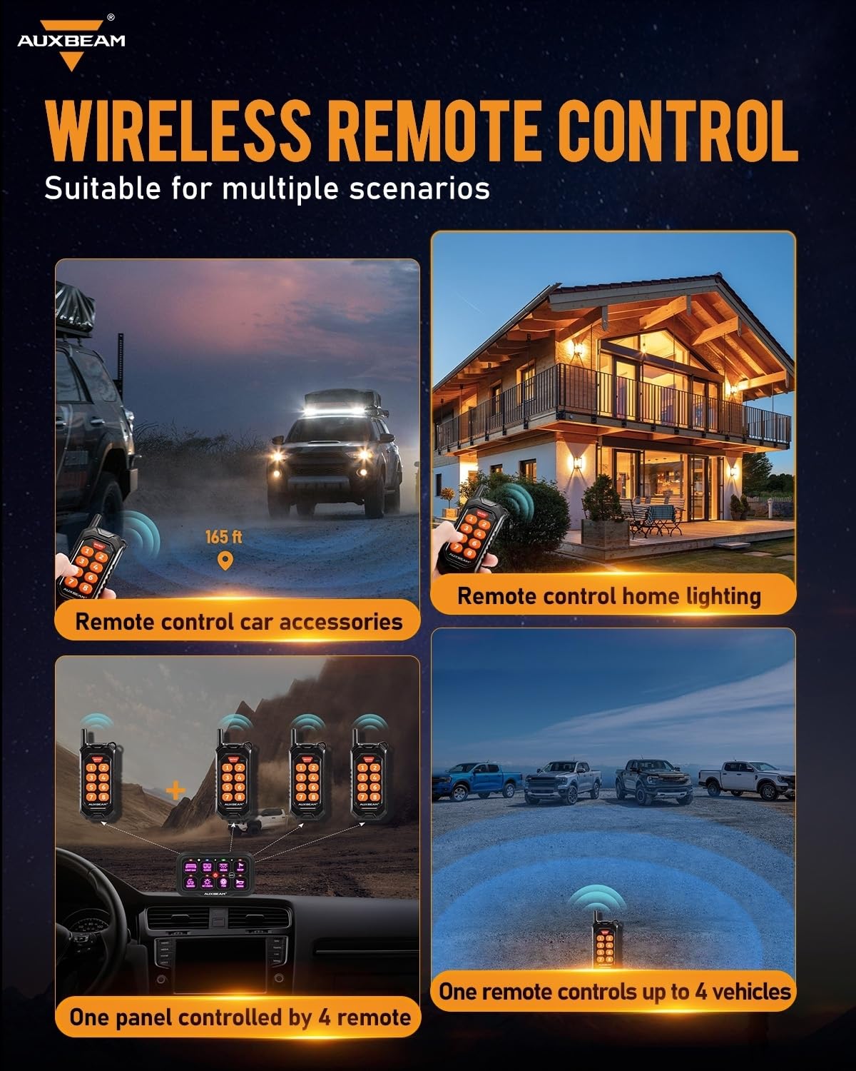 Auxbeam 8 Gang Switch Panel Bluetooth RGB AC-800 with APP&Remote Control Toggle Momentary Pulsed Switch Pod Off Backlight for Truck Offroad UTV ATV Car Marine 12-24V Waterproof 2 Years Warranty