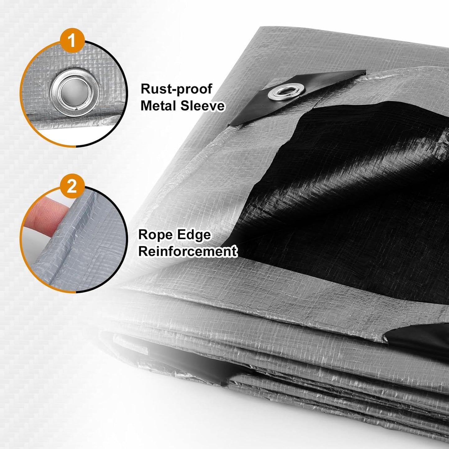 AROIC 10x20FT Heavy Duty Tarps, Waterproof 16 Mil Thick Camping Tarp with 15x17 Weave, Large Waterproof Tarp Tear Resistant UV Resistant Multipurpose Protective Cover for Tent Car Roof Boat