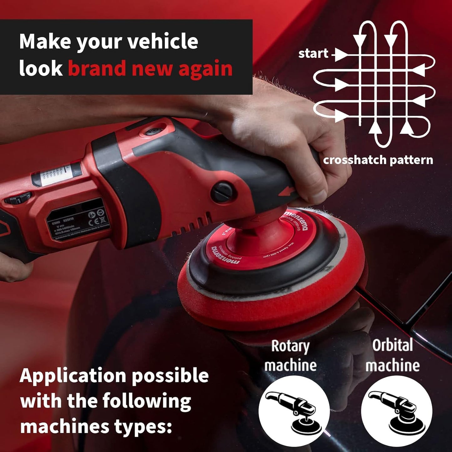 menzerna 3.5 Inch 2X Premium Polishing Pads Heavy Cut for Scratch Repair I Body Repair and Detailing Pads with Safety Edge & Velcro Attachment I Washable & Long Lasting