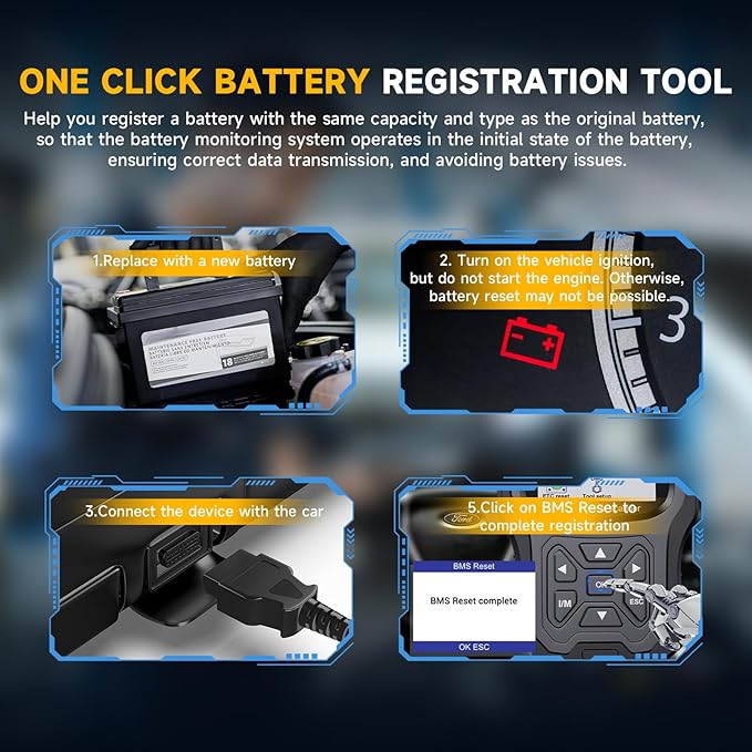 ANCEL FD700 Full System OBD2 Scanner Fits for Ford Lincoln Mercury Vehicles All Functions Automotive Disgnostic Scan Tool with Battery Registration ABS SRS SAS BMS Oil Reset TPMS Engine IQA EPB Regen