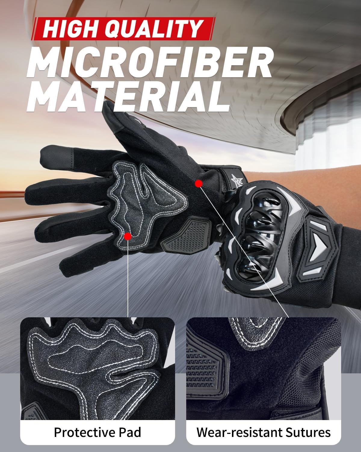 Motorcycle Gloves,Touchscreen Motorbike Gloves with Hard Knuckle Tactical Gloves Riding Gloves Anti-Slip Airsoft Gloves