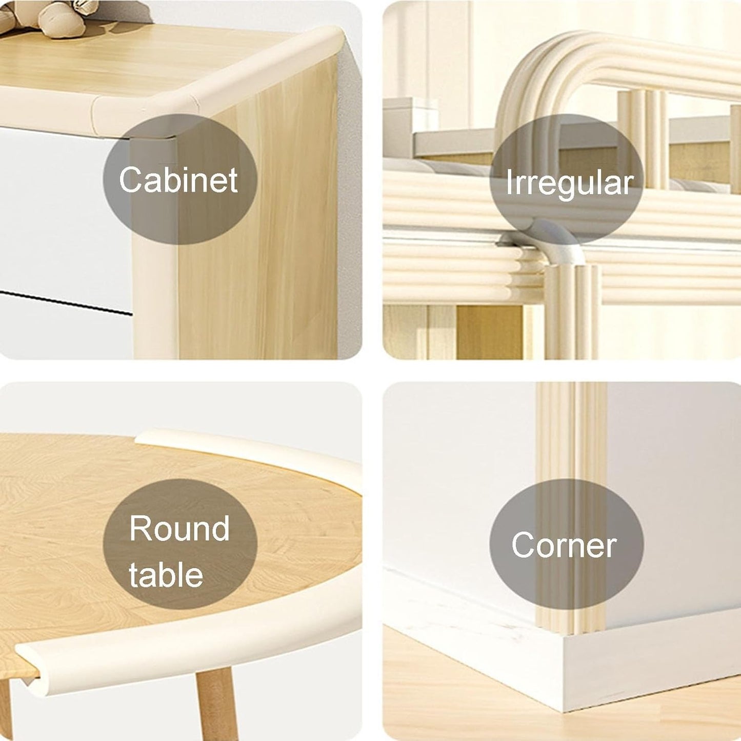 XPLKQXE Sharp Edge Safety Corner Edge Foam Padding, Edge Guards Bumpers Adhesive, Edge Corner Protector Guards for Table Edges & Sharp Corners(White-A,10pcs)