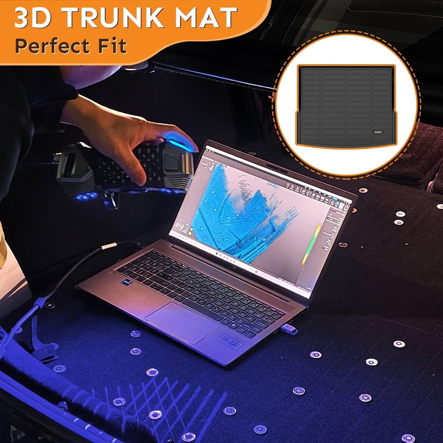 Binmotor-All Weather Car Floor Mats and Cargo Liner Set for Nissan Leaf 2018-2025, 2 Rows with Cargo Mat Set, TPE Rubber Liners for Nissan Leaf Accessories Mats Trunk Liner Mat-Black