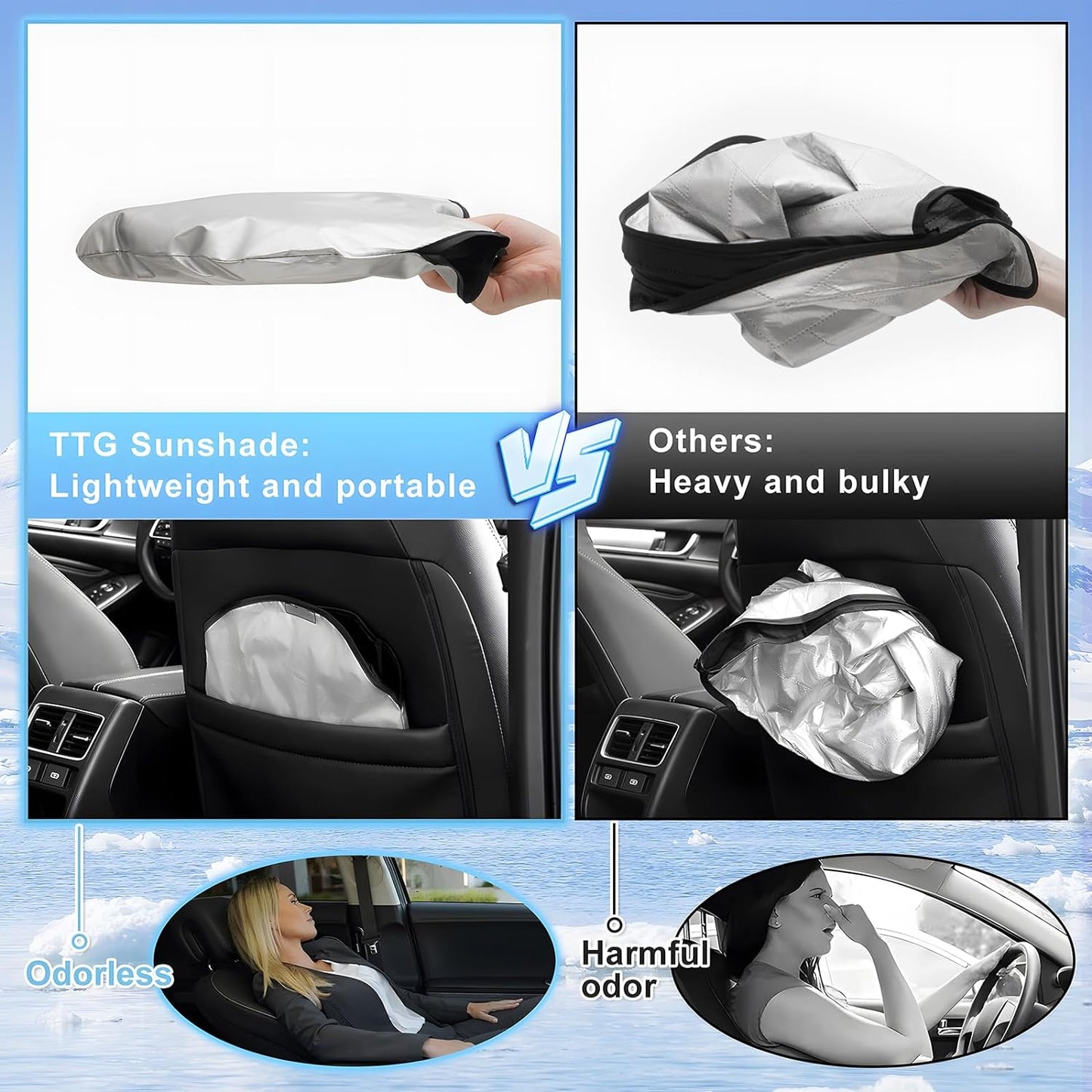 T TGBROS Windshield Sun Shade Custom Fit for 2015-2023 2024 Ford Edge Accessories Foldable Sun Shield Reflective Polyester Sun Visor Cover Block Heat and Sun Protection