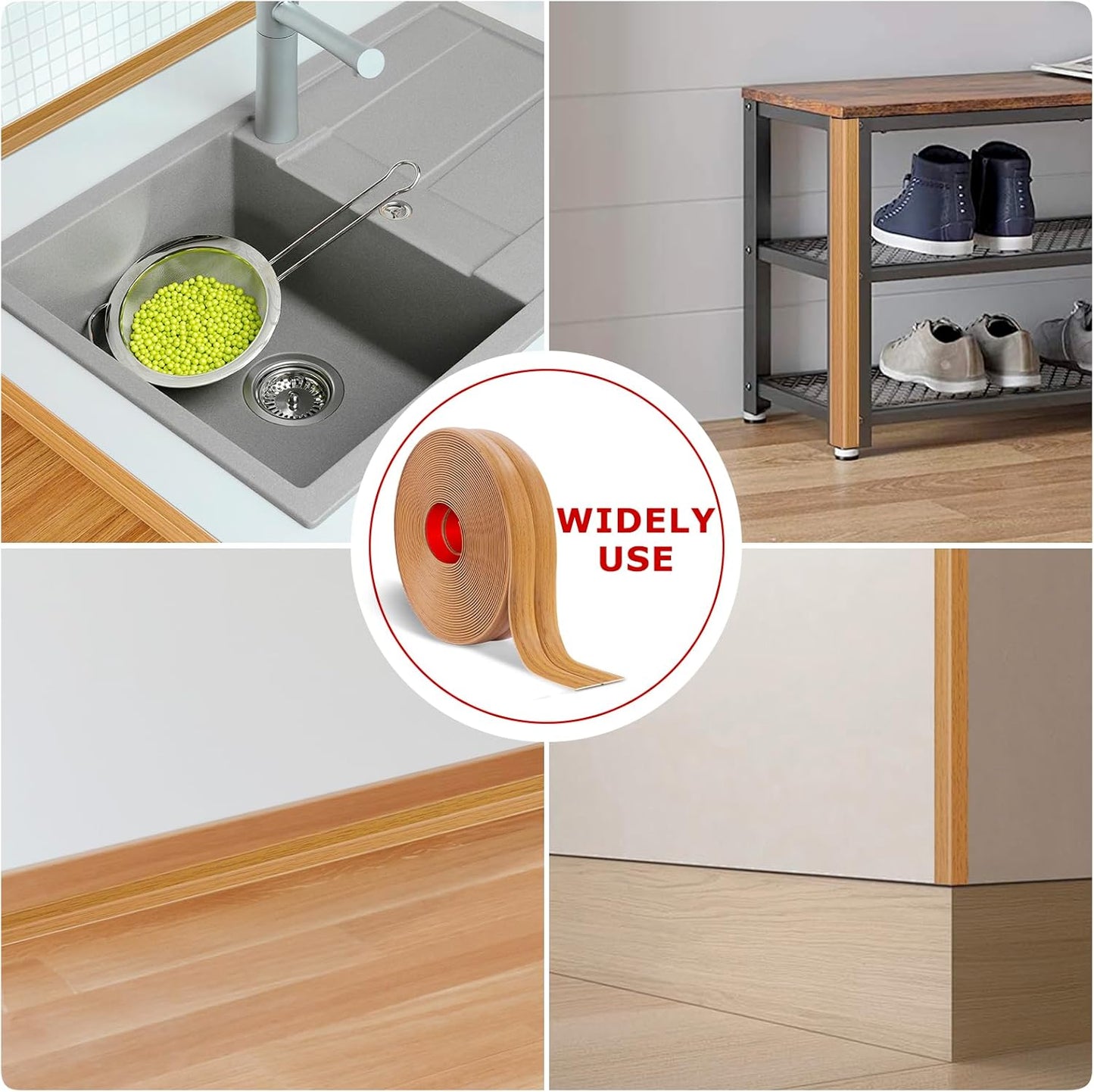 Flexible Wall Corner Protector Moulding Trim Peel and Stick Wall Corner Guards Edge Protector Self Adhesive Molding Trim Strip for Edge Ceiling (Light Brown Wood Grain, 2.4 in x 20 Ft)